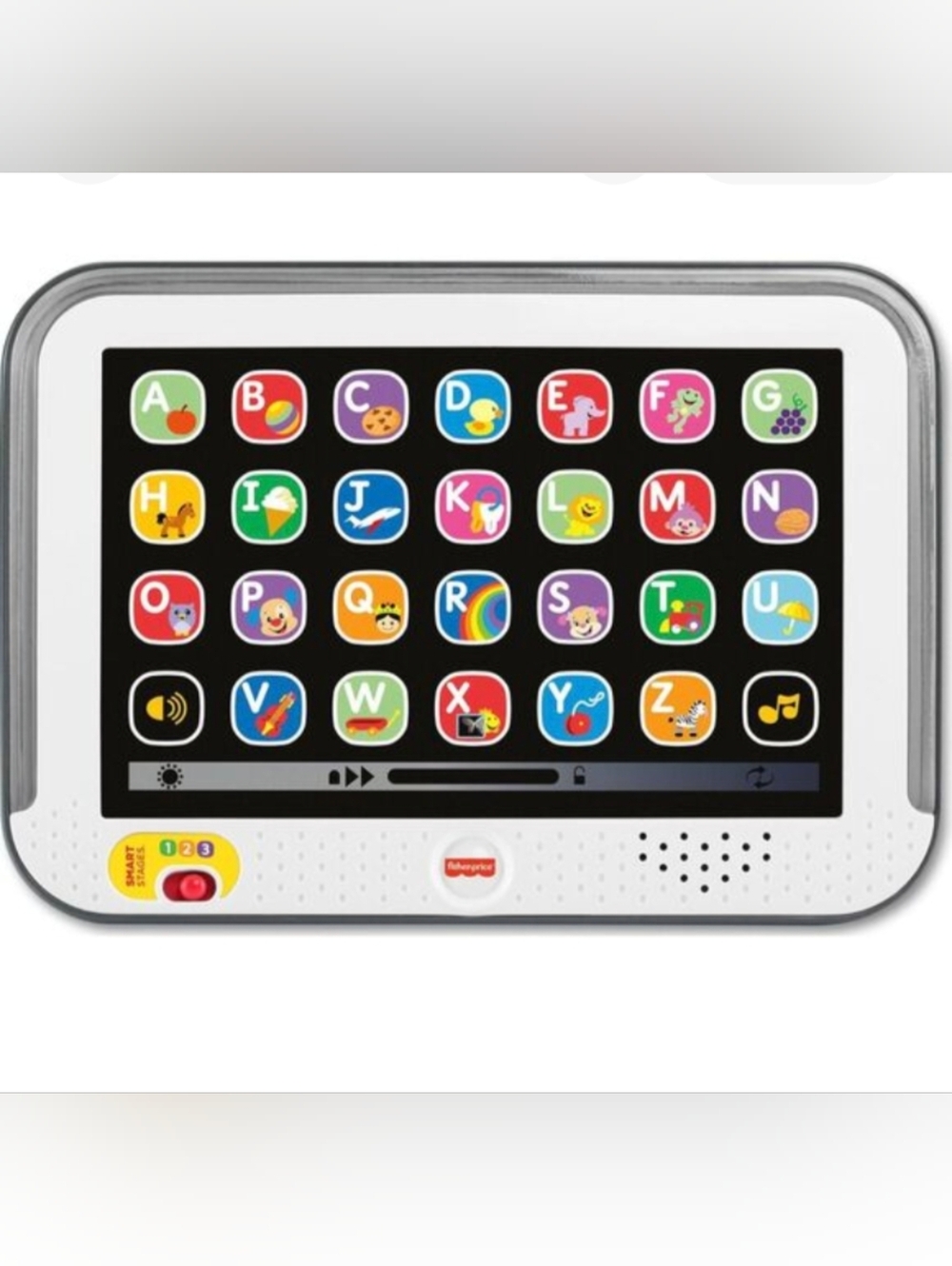 Fisher-Price White Kids Alphabet Learning Tablet with Multicolored Buttons